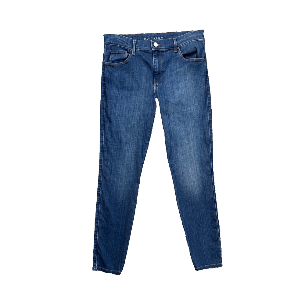 Mott & Bow Jeans Women 30 Blue Denim Jane Mid Rise Skinny Ankle Stretch Pockets